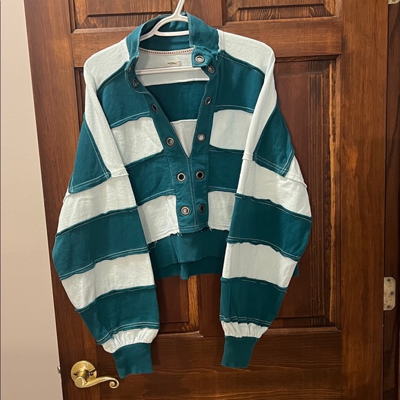 Pilcro Tops - Pilcro NWOT Teal and pale blue Knit PULL OVER